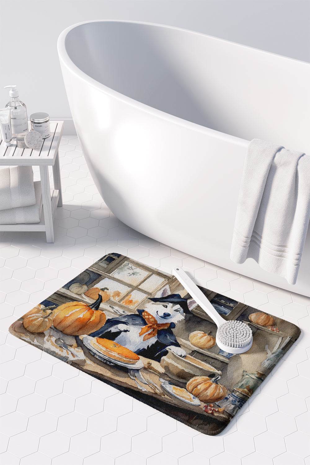 Siberian Husky Fall Kitchen Pumpkins Memory Foam Kitchen Mat - Loft&Timber