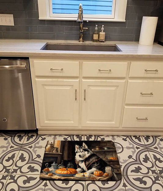 Siberian Husky Fall Kitchen Pumpkins Memory Foam Kitchen Mat - Loft&Timber