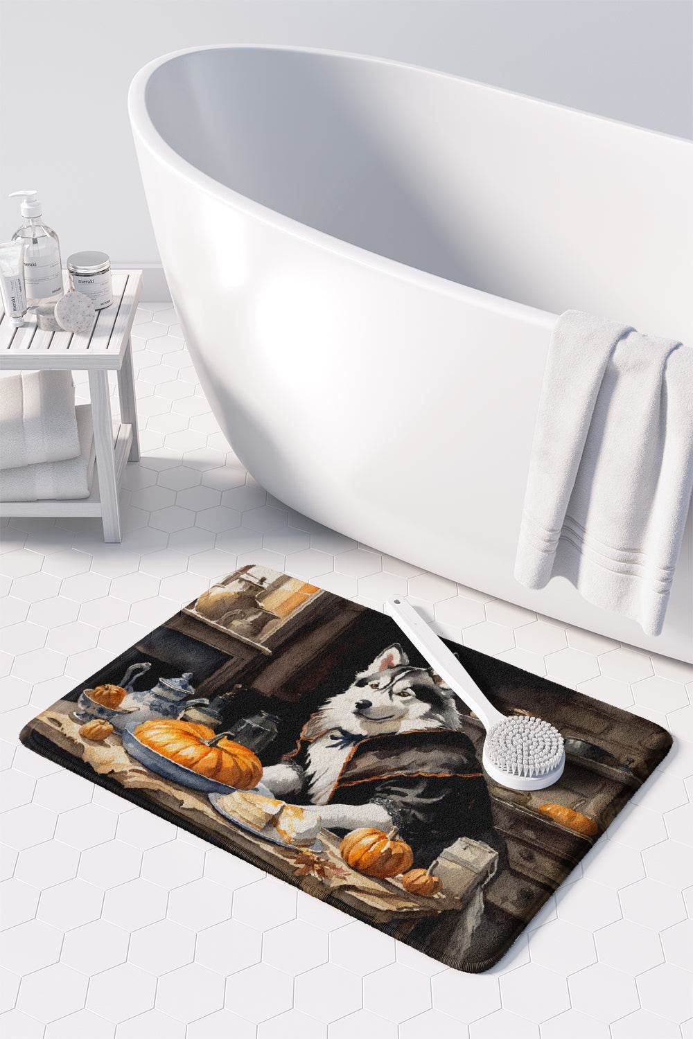 Siberian Husky Fall Kitchen Pumpkins Memory Foam Kitchen Mat - Loft&Timber