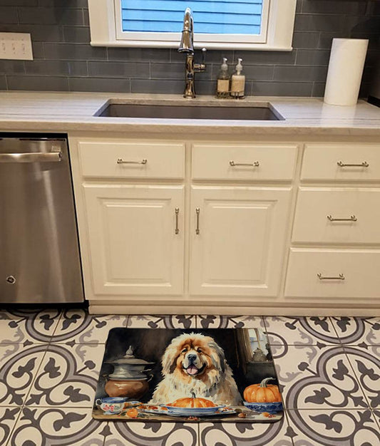 Tibetan Mastiff Fall Kitchen Pumpkins Memory Foam Kitchen Mat - Loft&Timber