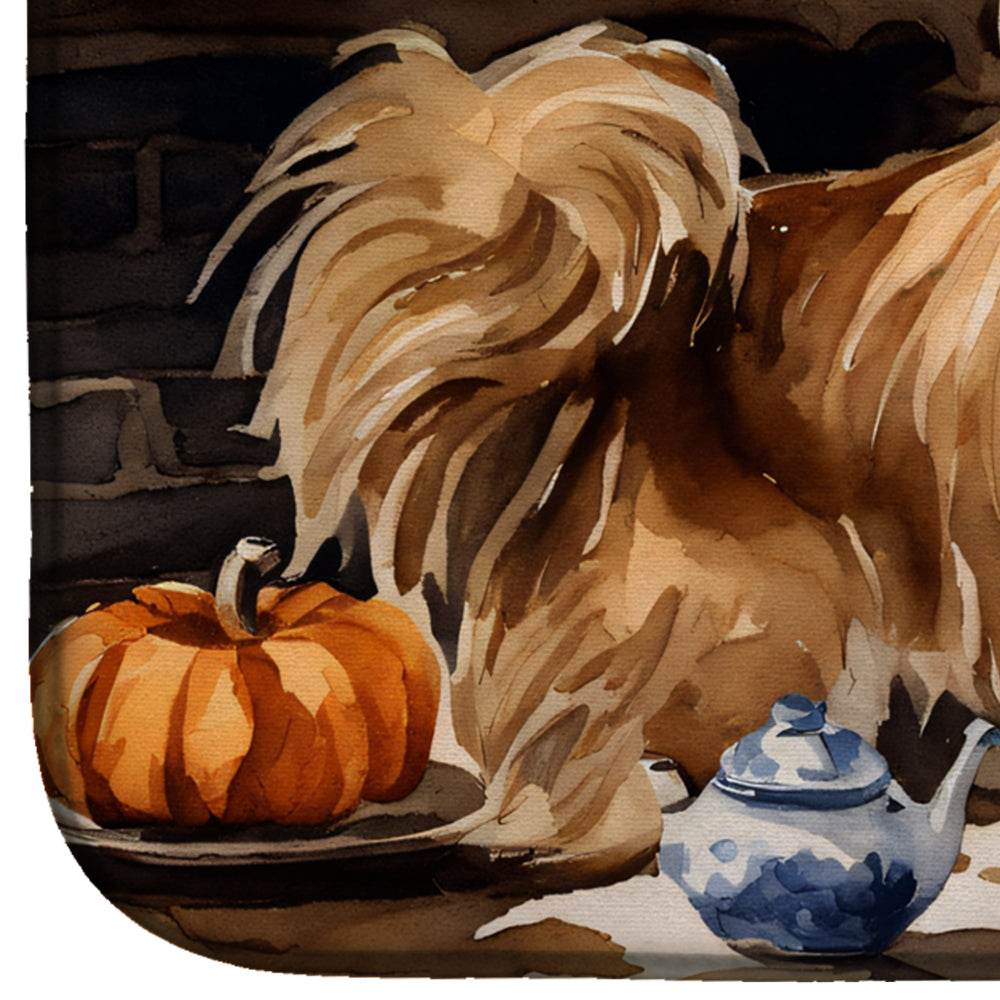 Tibetan Spaniel Fall Kitchen Pumpkins Dish Drying Mat - Loft&Timber