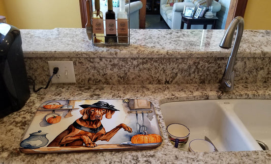 Vizsla Fall Kitchen Pumpkins Dish Drying Mat - Loft&Timber