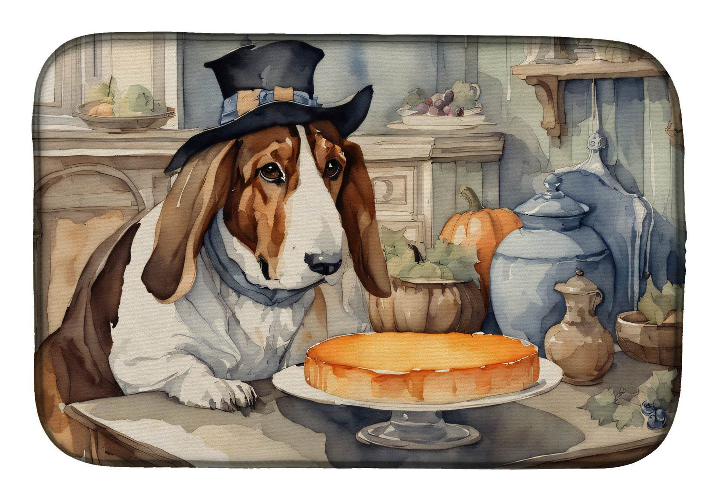 Basset Hound Fall Kitchen Pumpkins Dish Drying Mat - Loft&Timber
