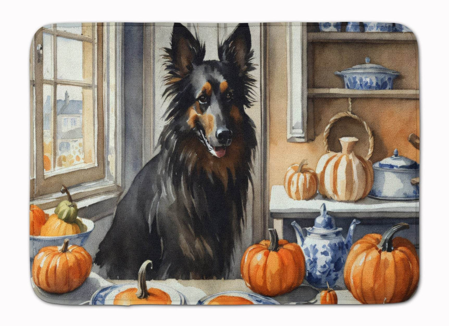 Belgian Sheepdog Fall Kitchen Pumpkins Memory Foam Kitchen Mat - Loft&Timber