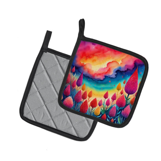 Colorful Celosia Pair of Pot Holders - Loft&Timber