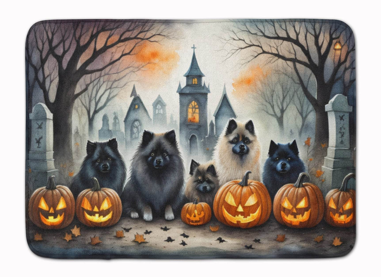 Keeshond Spooky Halloween Memory Foam Kitchen Mat - Loft&Timber