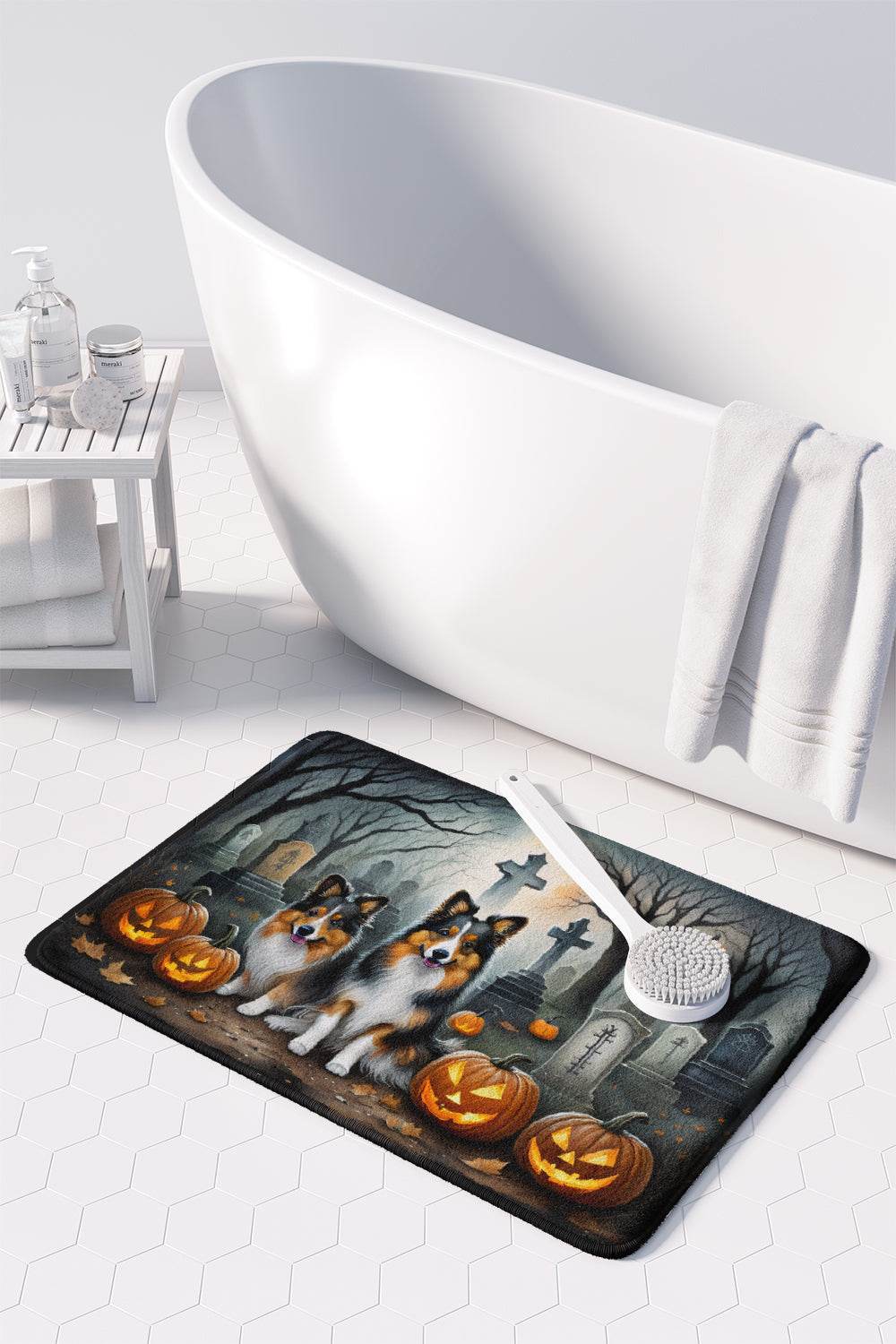 Sheltie Spooky Halloween Memory Foam Kitchen Mat - Loft&Timber