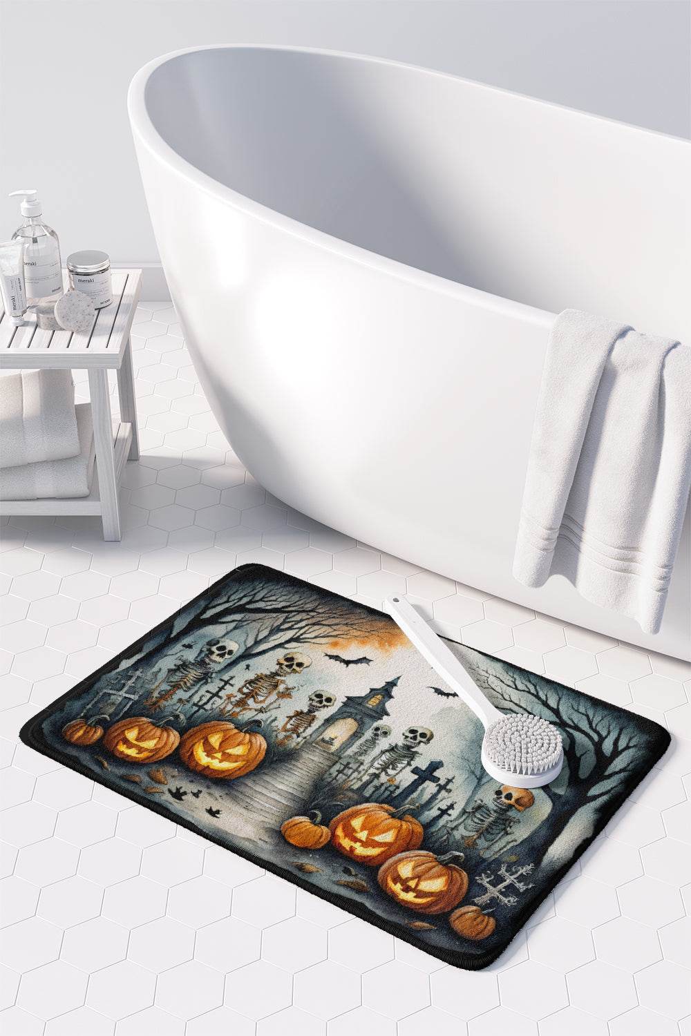 Skeleton Spooky Halloween Memory Foam Kitchen Mat - Loft&Timber