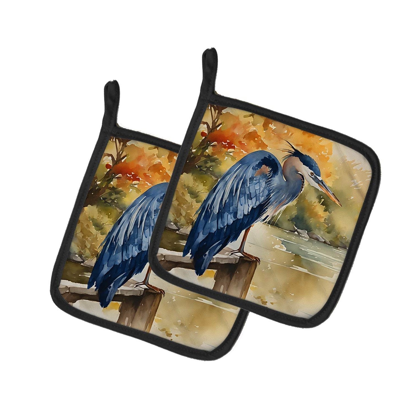 Blue Heron Pair of Pot Holders - Loft&Timber