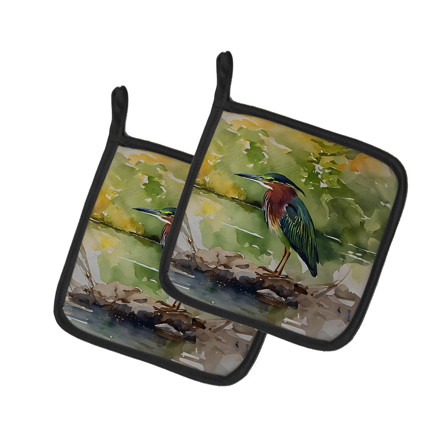 Green Heron Pair of Pot Holders - Loft&Timber
