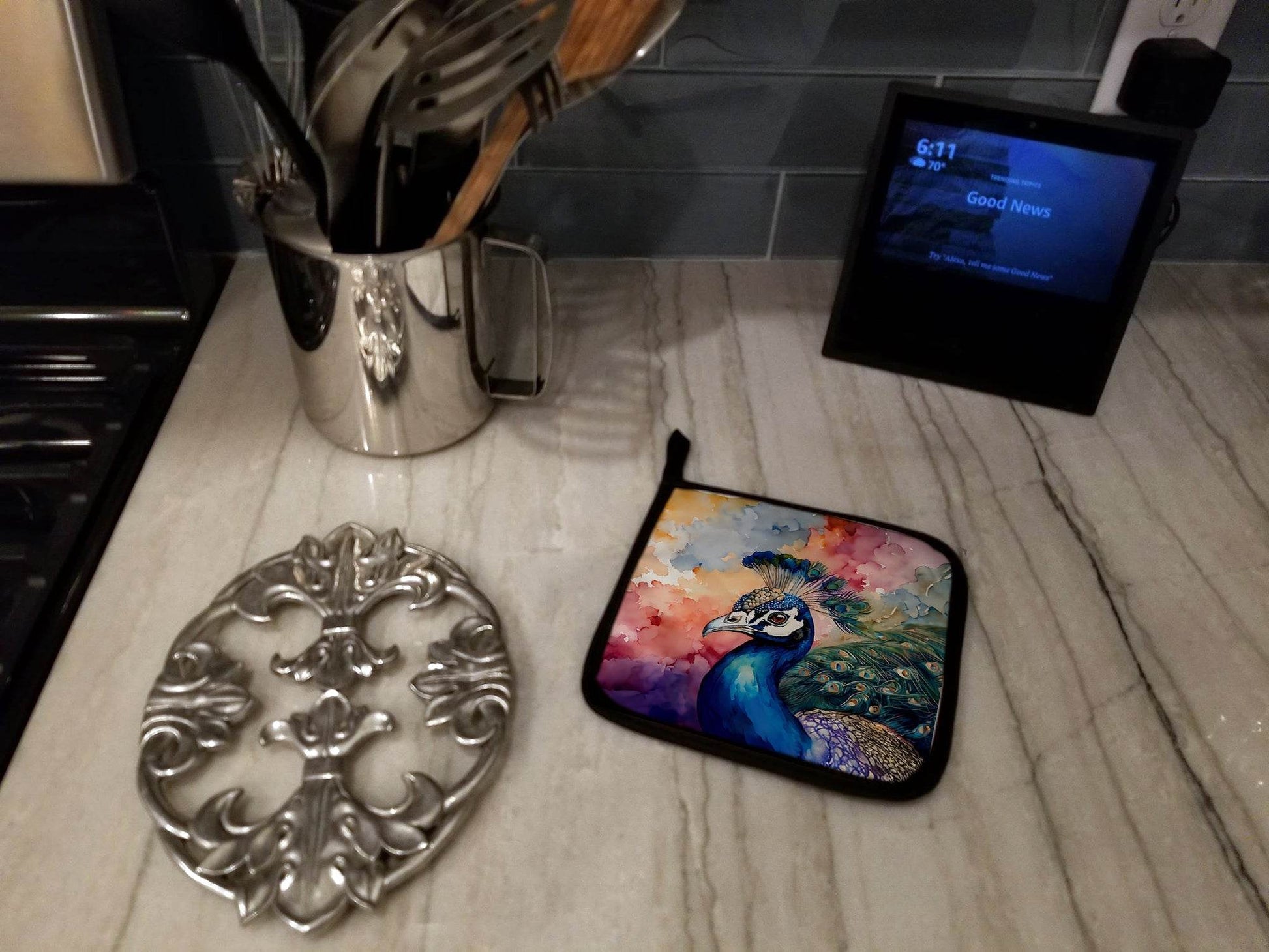 Peacock Pair of Pot Holders - Loft&Timber