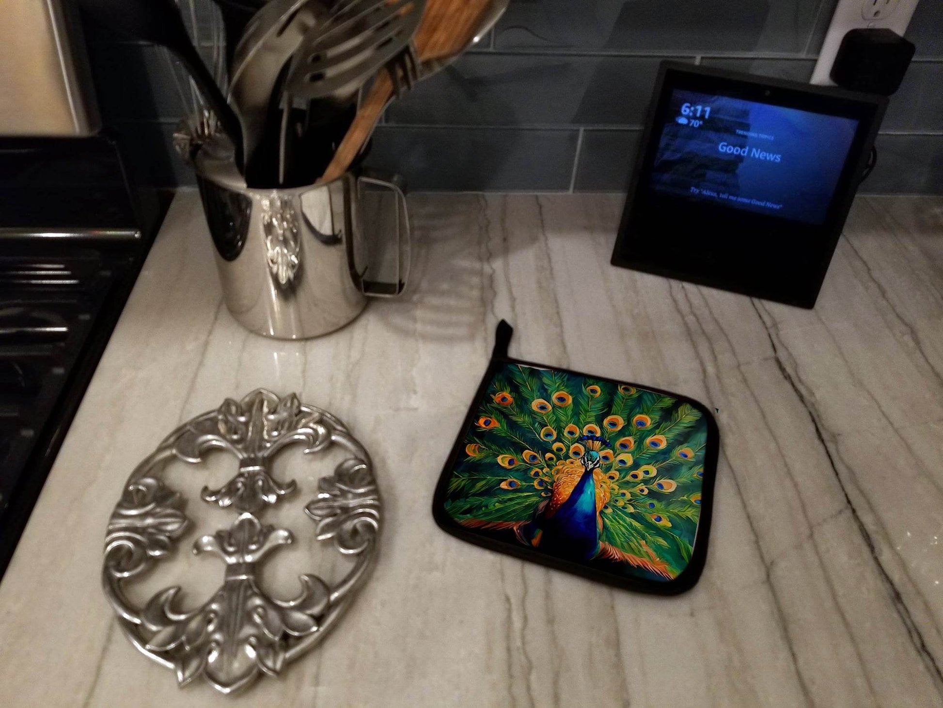 Peacock Pair of Pot Holders - Loft&Timber