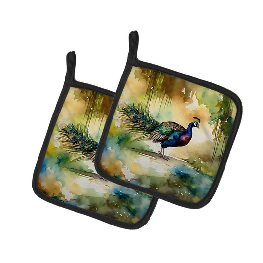 Peacock Pair of Pot Holders - Loft&Timber