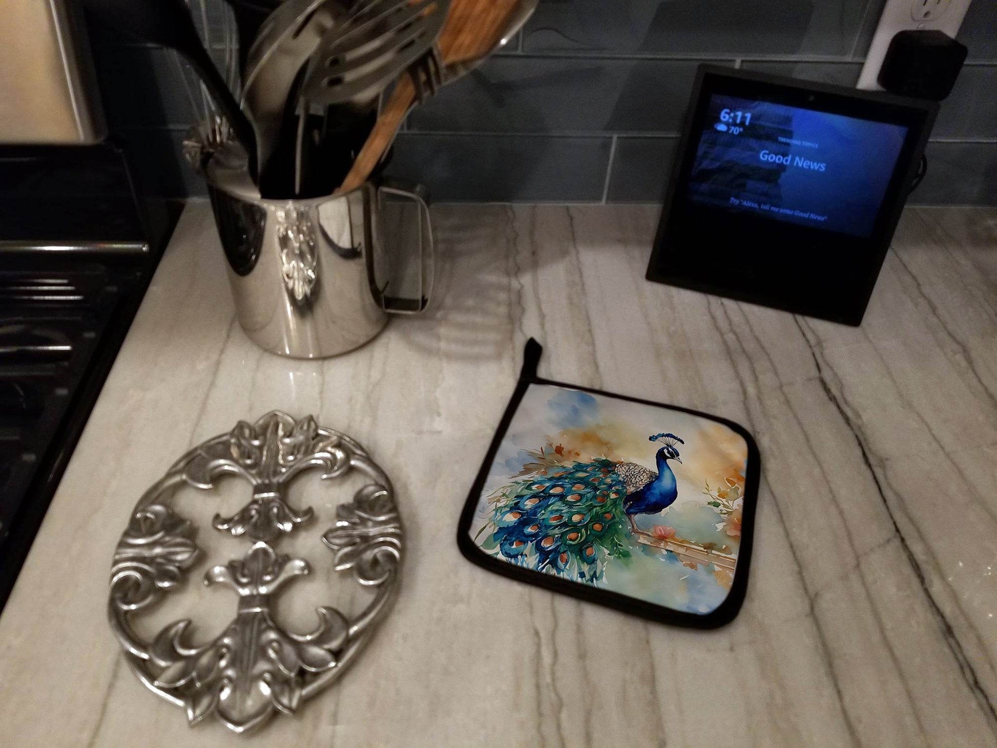 Peacock Pair of Pot Holders - Loft&Timber