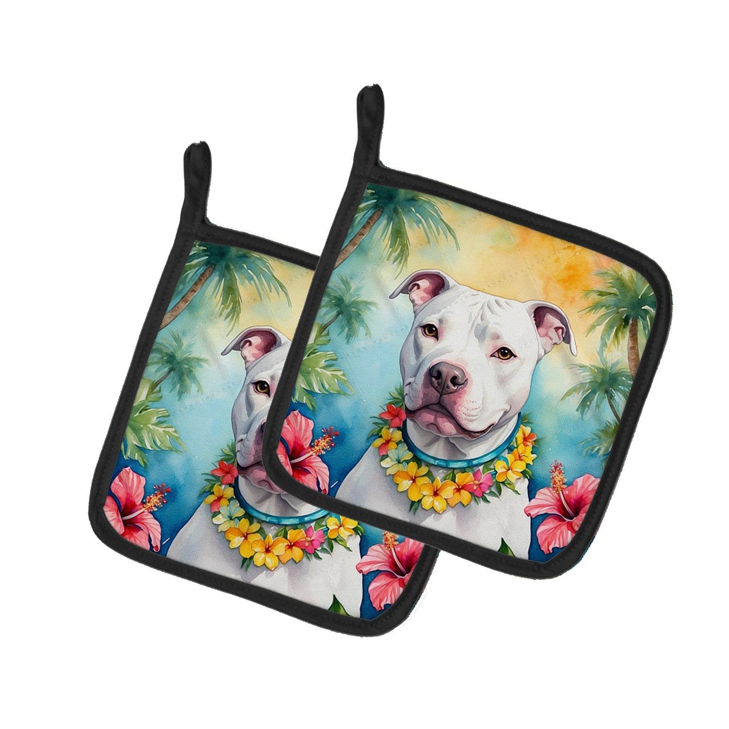 Pit Bull Terrier Luau Pair of Pot Holders - Loft&Timber