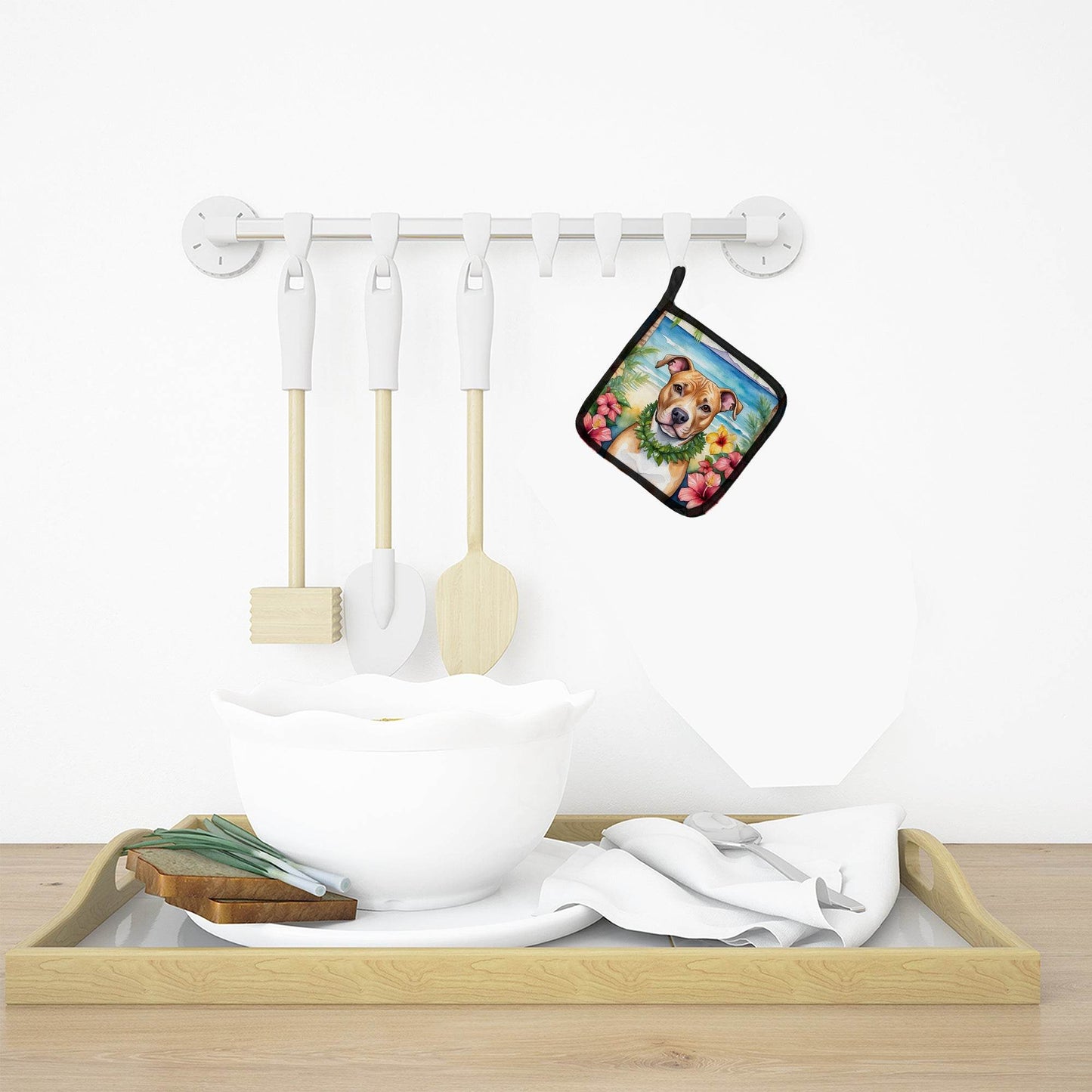 Pit Bull Terrier Luau Pair of Pot Holders - Loft&Timber