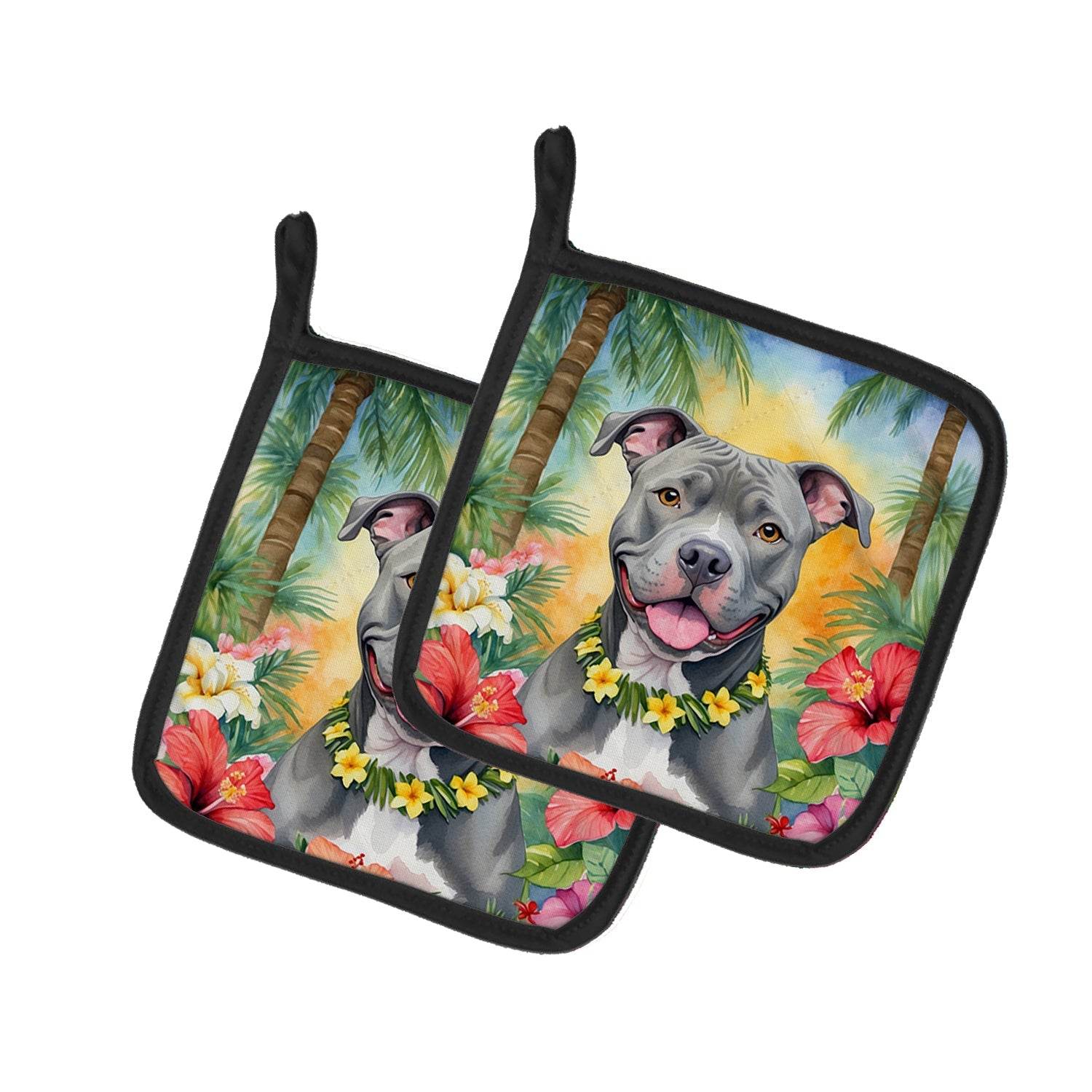 Pit Bull Terrier Luau Pair of Pot Holders - Loft&Timber
