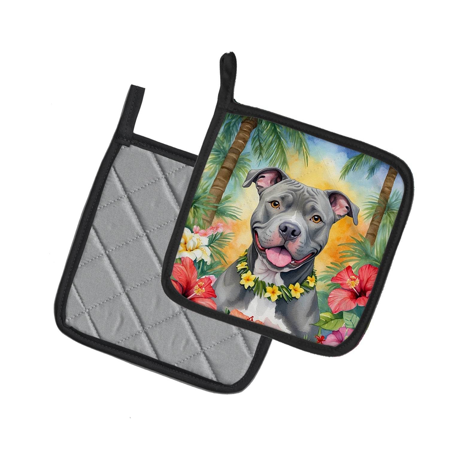Pit Bull Terrier Luau Pair of Pot Holders - Loft&Timber