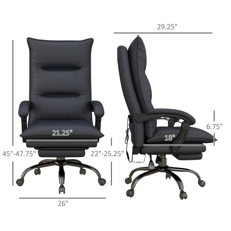 Double Padded Executive Massage Heated Office Chair Charcoal - Loft&Timber