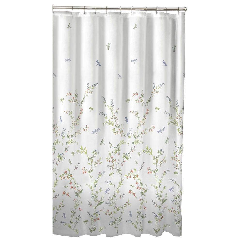 Floral Dragonfly Polyester Machine Washable Shower Curtain - Loft&Timber