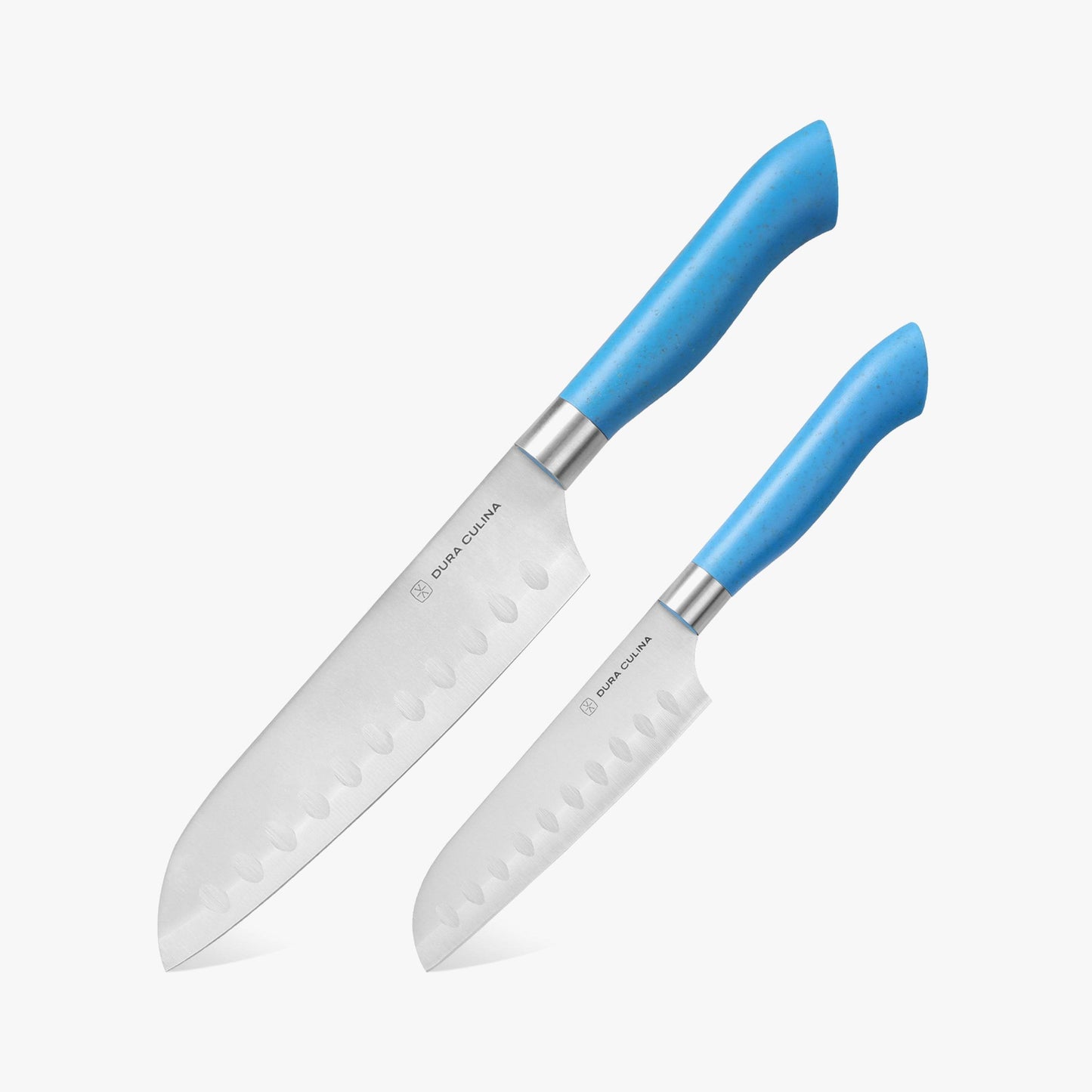 EcoCut 2 Piece Santoku Knife Set With Blade Guards, Blue - Loft&Timber