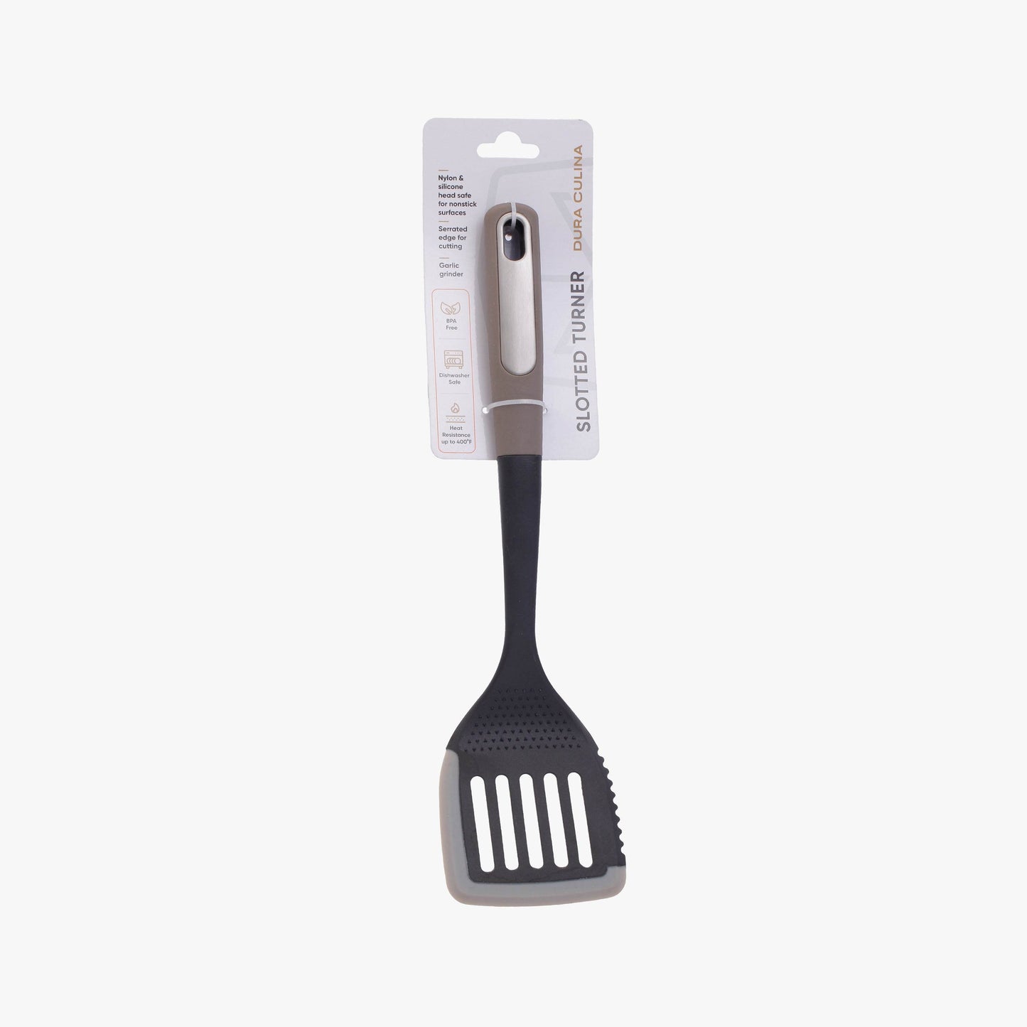 Silicone Scratch and Heat Resistance Edge Slotted Turner, Grey - Loft&Timber