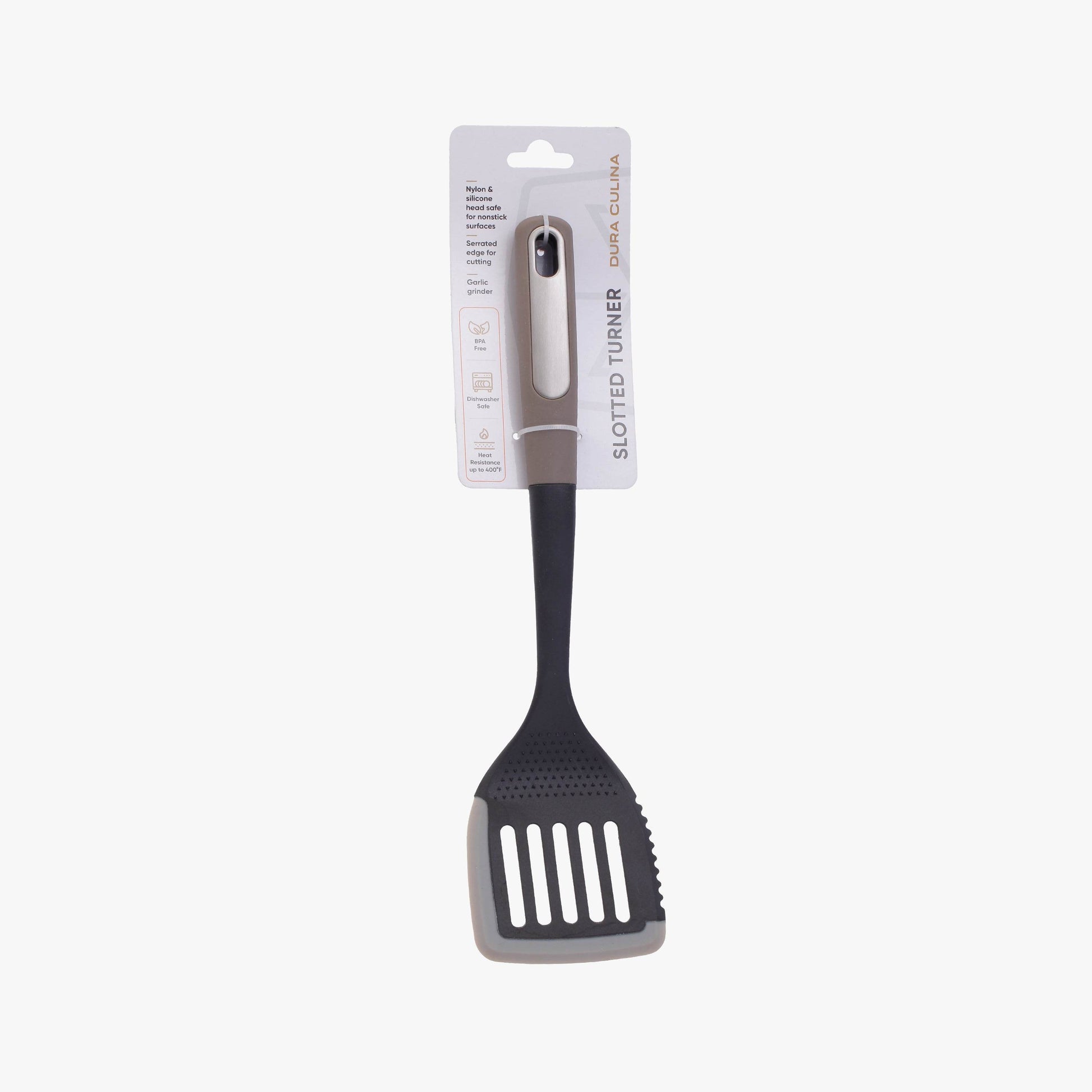 Silicone Scratch and Heat Resistance Edge Slotted Turner, Grey - Loft&Timber