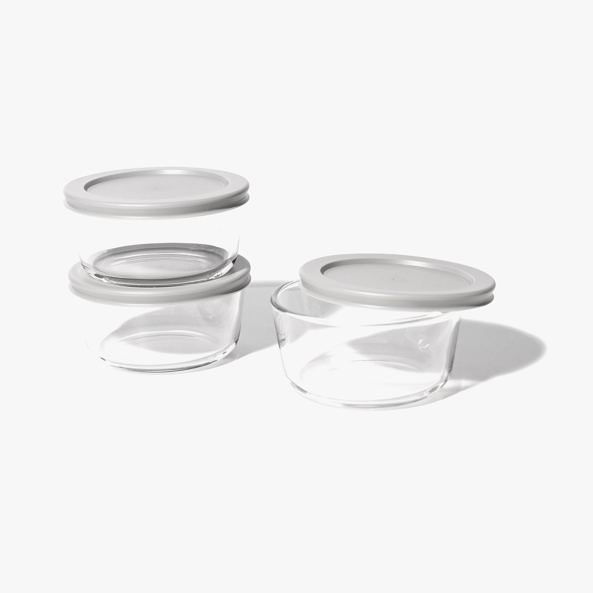 Glass Food Storage Containers - 6 Piece 2 Cup Set (3 Containers + 3 Lids) - Loft&Timber