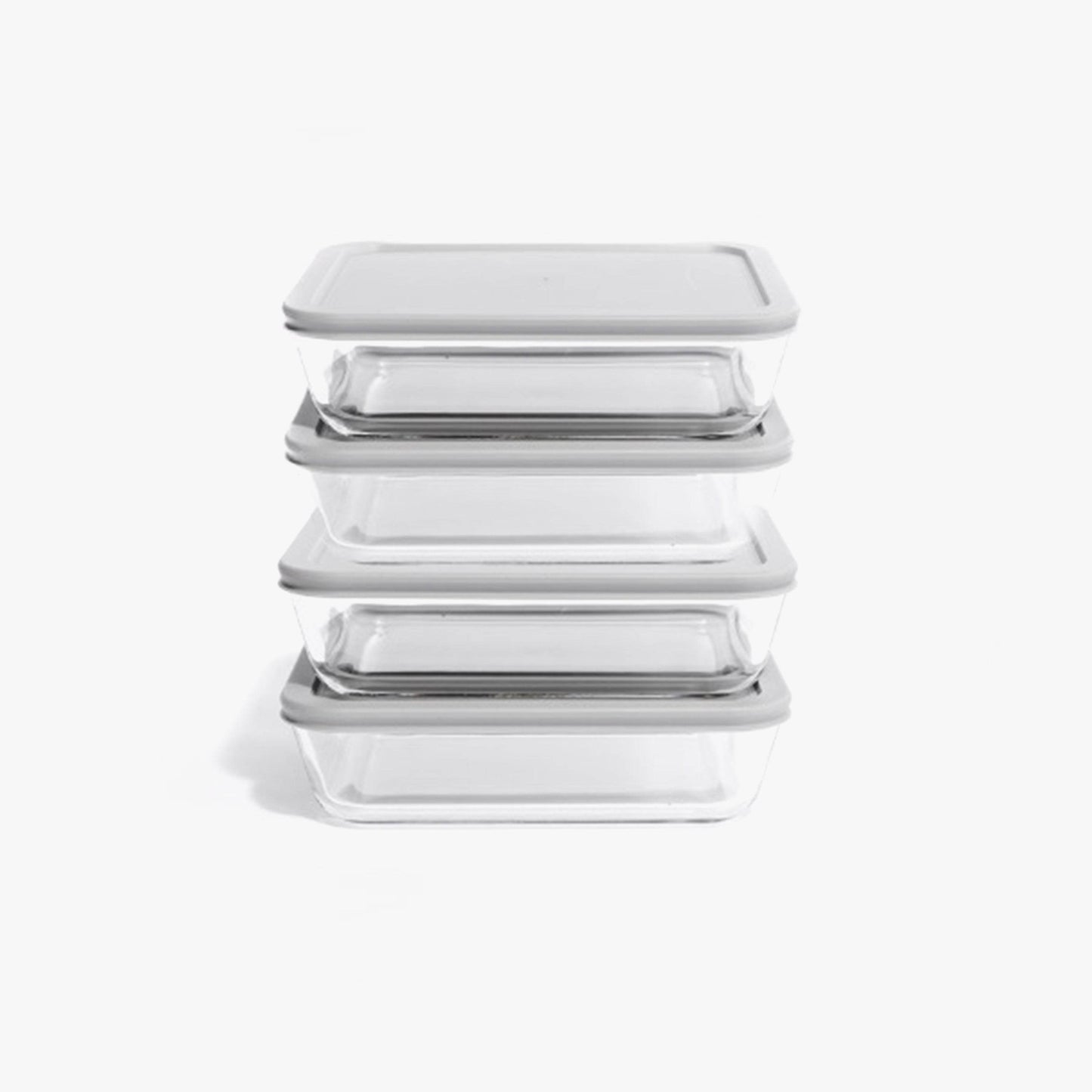 Glass Food Storage Containers - 8 Piece 6.55 Cup (4 Containers + 4 Lids) Rectangular Set - Loft&Timber