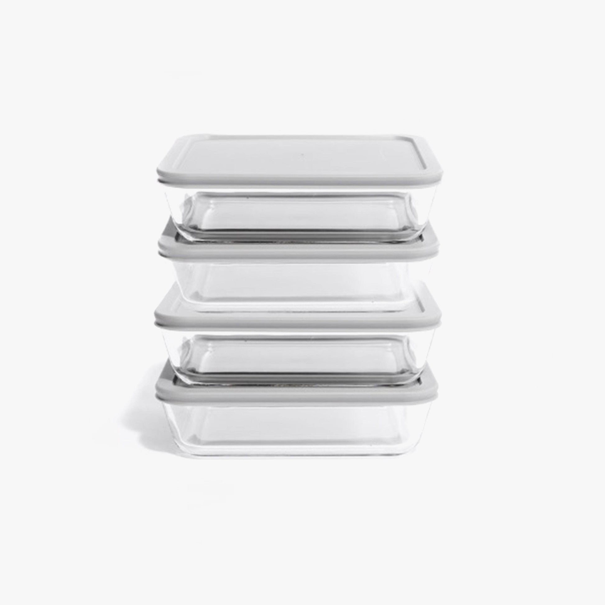 Glass Food Storage Containers - 8 Piece 6.55 Cup (4 Containers + 4 Lids) Rectangular Set - Loft&Timber