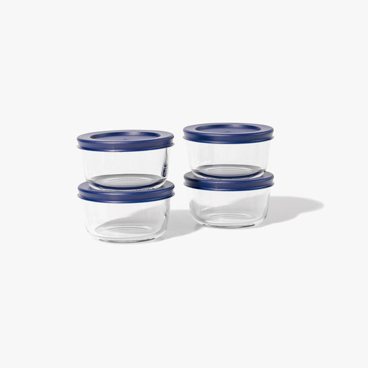 Glass Food Storage Containers - 8 Piece .7oz Set (4 Containers + 4 Lids) - Loft&Timber
