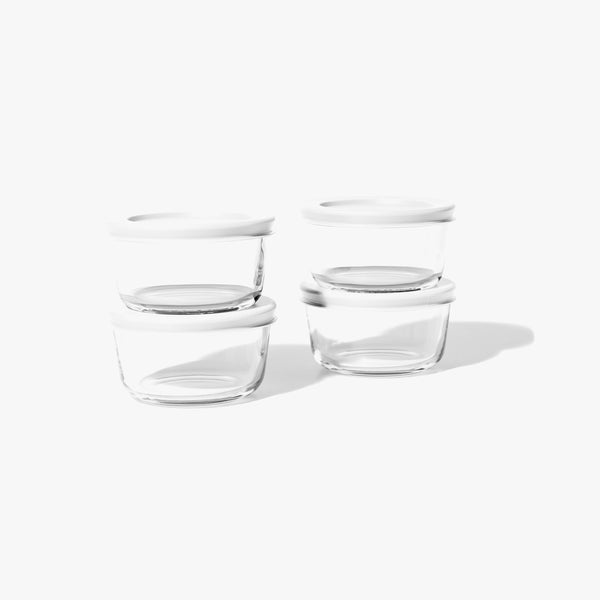 Glass Food Storage Containers - 8 Piece .7oz Set (4 Containers + 4 Lids), White-0