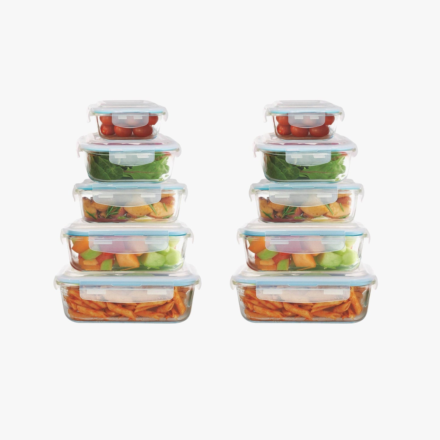 20-Piece Glass Food Storage Containers with Airtight Locking Lids (10 Containers + 10 Lids) - Loft&Timber