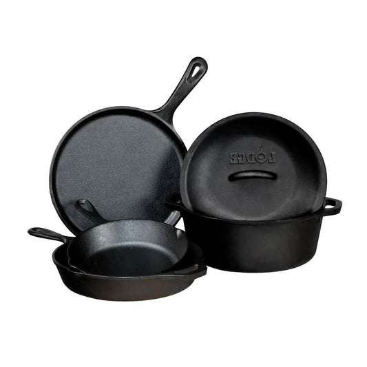 5-Piece Cast Iron Cookware Set with Dutch Oven Griddle and Skillets Made in USA - Loft&Timber