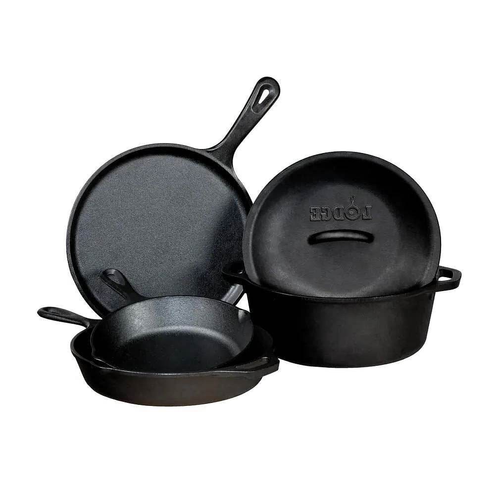 5-Piece Cast Iron Cookware Set with Dutch Oven Griddle and Skillets Made in USA - Loft&Timber