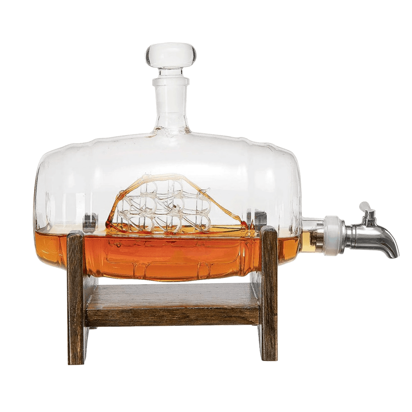 Whiskey Ship in a Barrel Decanter With Ship With 2-10 oz Glasses - By The Wine Savant, Whiskey & Wine Decanter Clear - Loft&Timber