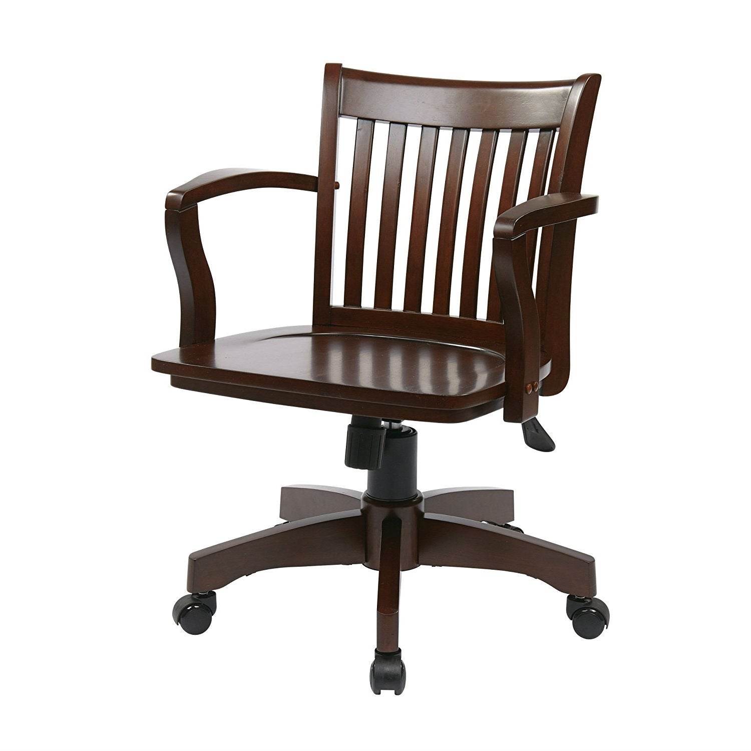 Espresso Wood Bankers Chair with Wooden Arms and Seat - Loft&Timber