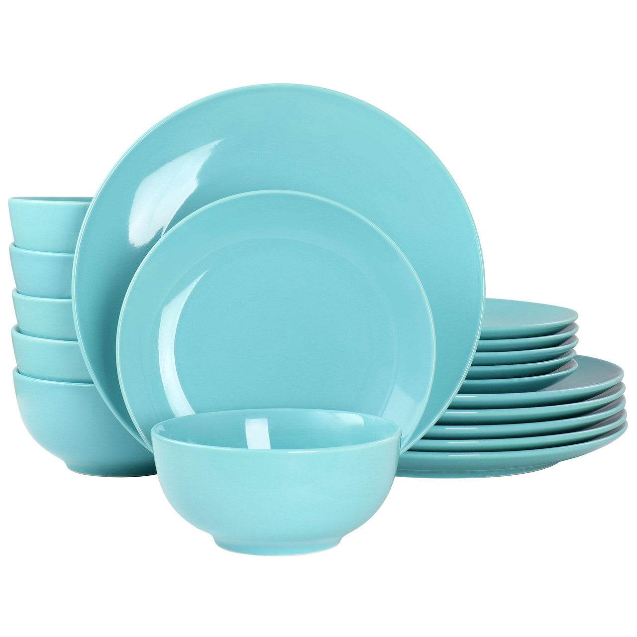 Elama Luna 18 Piece Porcelain Dinnerware Set in Blue - Loft&Timber