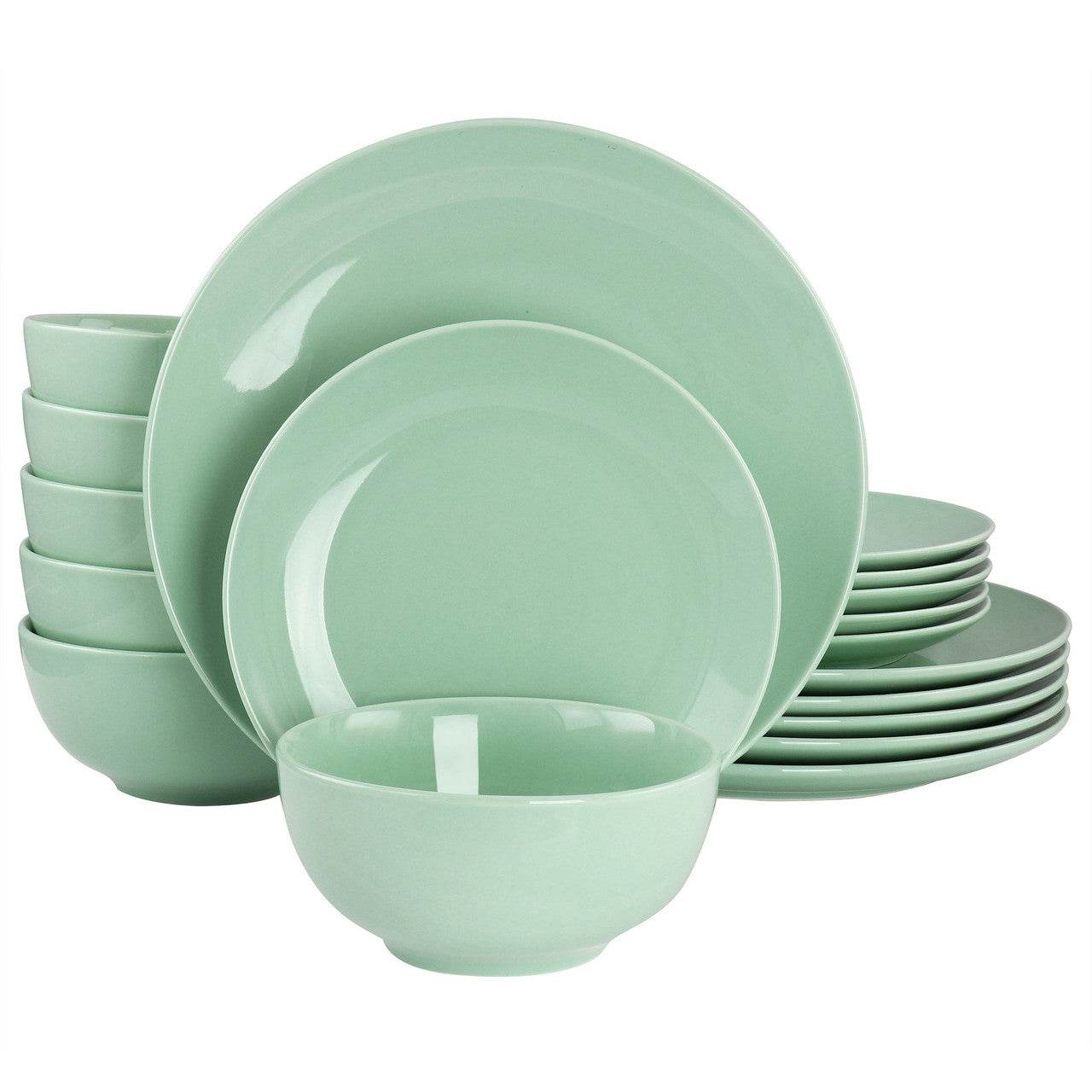 Elama Luna 18 Piece Porcelain Dinnerware Set in Mint - Loft&Timber