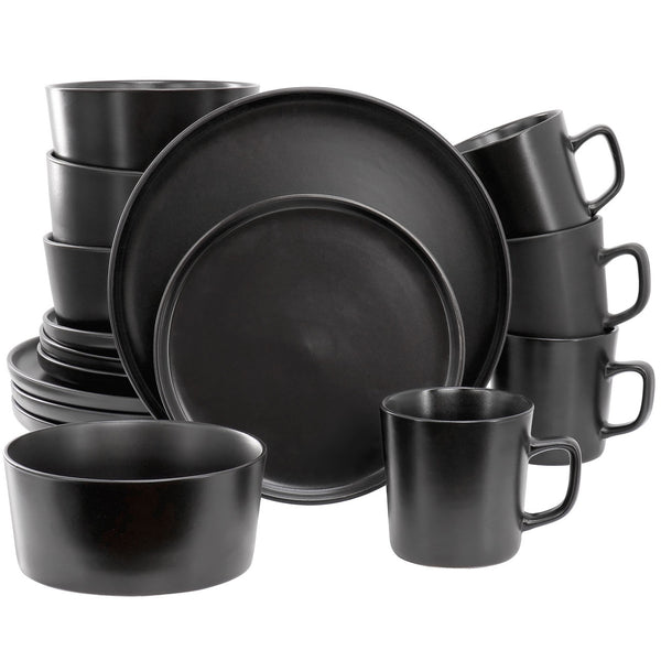 Elama Luxmatte Black 16 Piece Dinnerware Set-0