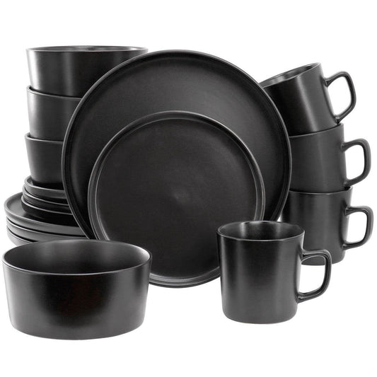 Elama Luxmatte Black 16 Piece Dinnerware Set - Loft&Timber