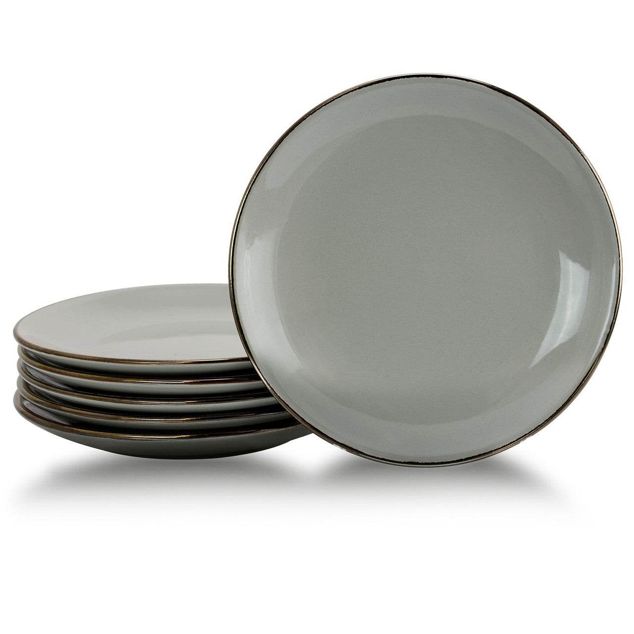 Elama Tahitian Sand 6-Piece Salad Plate Set, Light Grey - Loft&Timber