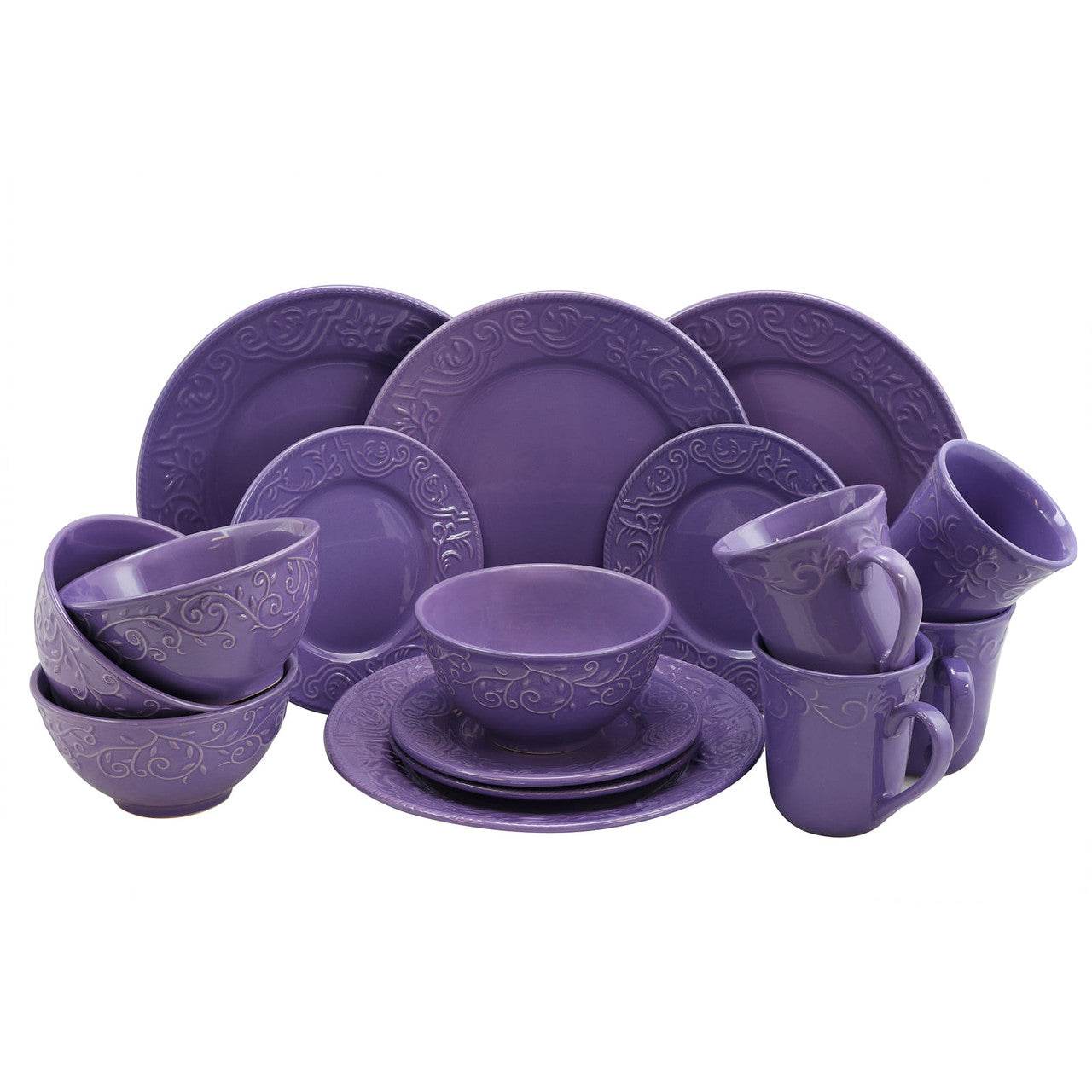 Elama Lilac Fields 16-Piece Dinnerware Set - Loft&Timber