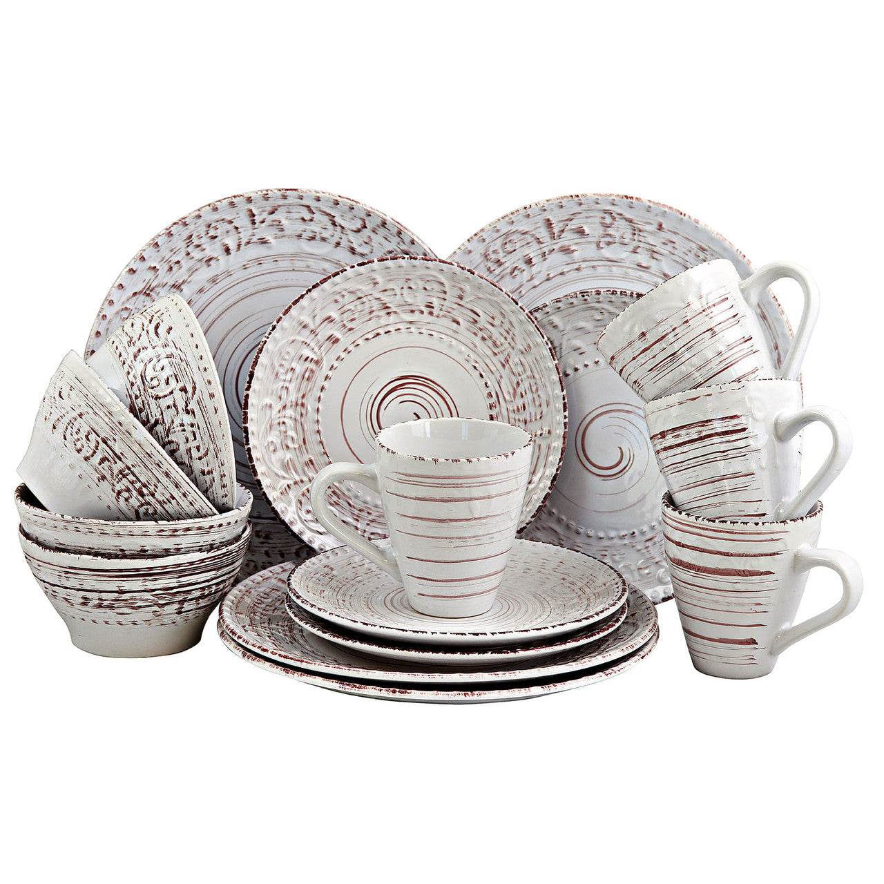 Elama Malibu Sands 16-Piece Dinnerware Set in Shell - Loft&Timber