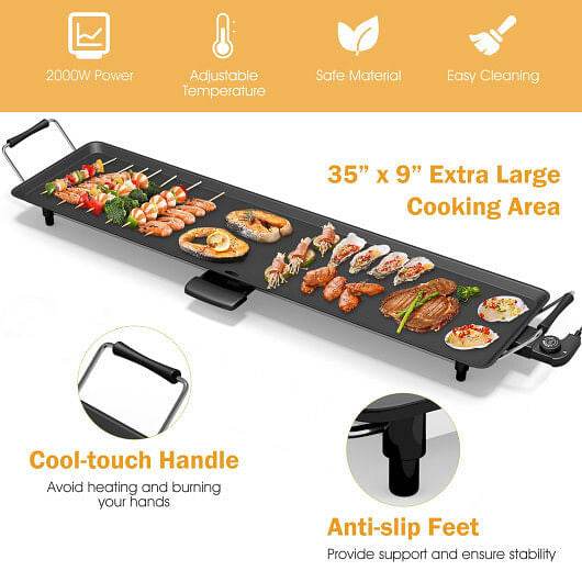 35 Inch Electric Griddle with Adjustable Temperature - Loft&Timber