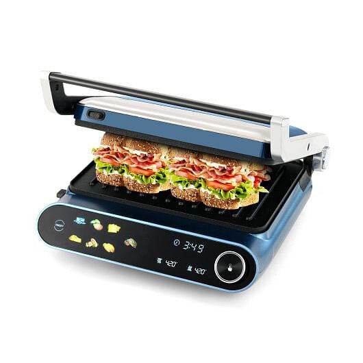 1200W Panini Press Grill with LED Display and 7 Grilling Modes-Blue - Loft&Timber