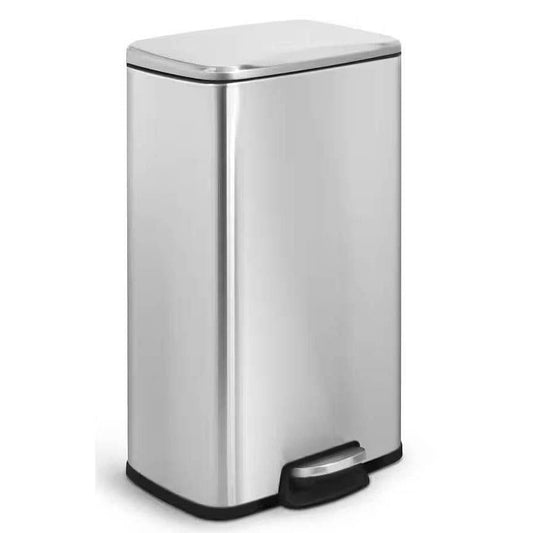 8-Gallon Stainless Steel Kitchen Trash Can with Step-on Lid - Loft&Timber