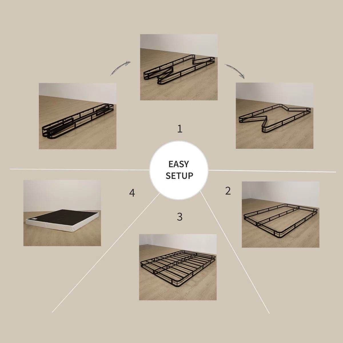 Full size 8-inch Metal Frame Box-Spring Mattress Foundation with Cover - Loft&Timber