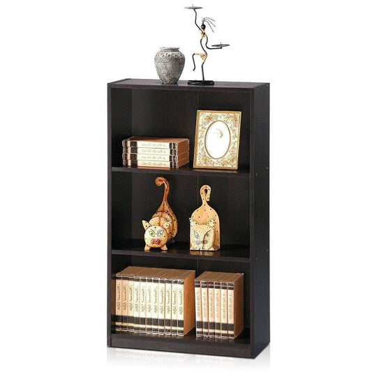 Modern 3-Shelf Bookcase in Espresso Wood Finish - Loft&Timber
