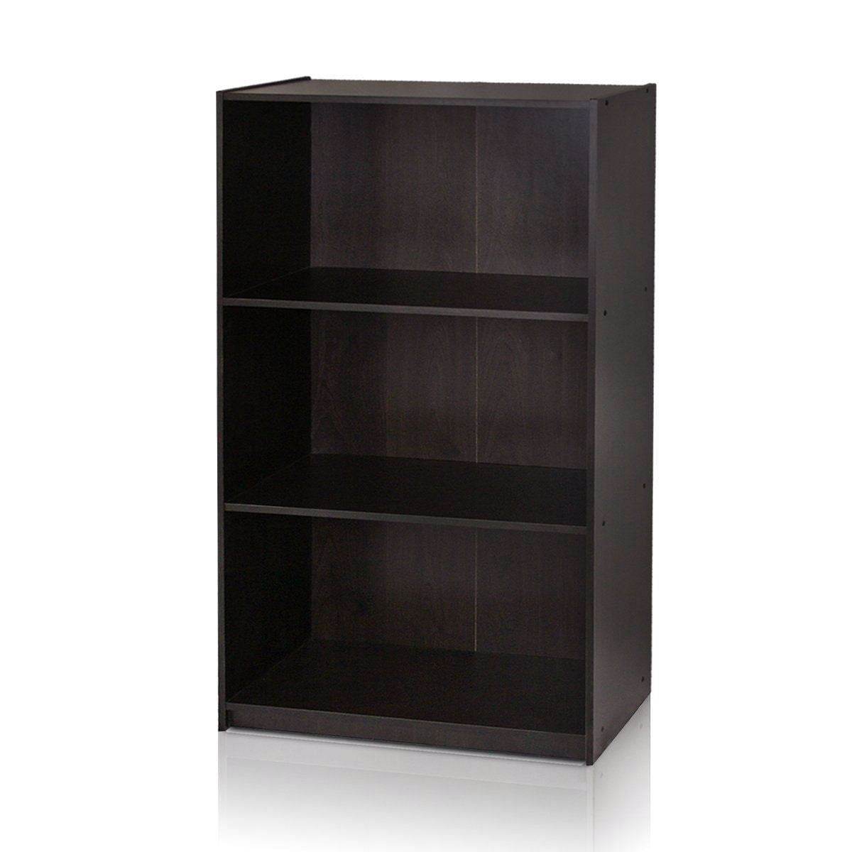 Modern 3-Shelf Bookcase in Espresso Wood Finish - Loft&Timber